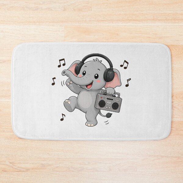 Item preview, Cute Elephant Listening to Music Kawaii Retro Boombox designed and sold by Seculinator.