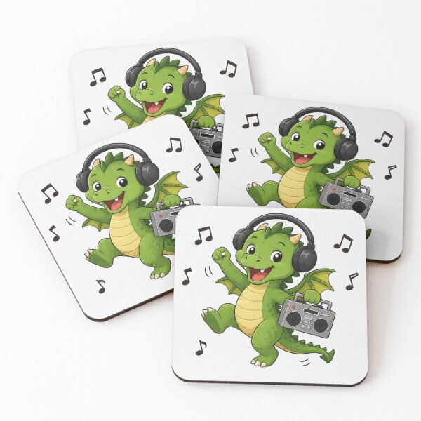 Item preview, Cute Dragon Listening to Music Kawaii Retro Boombox designed and sold by Seculinator.