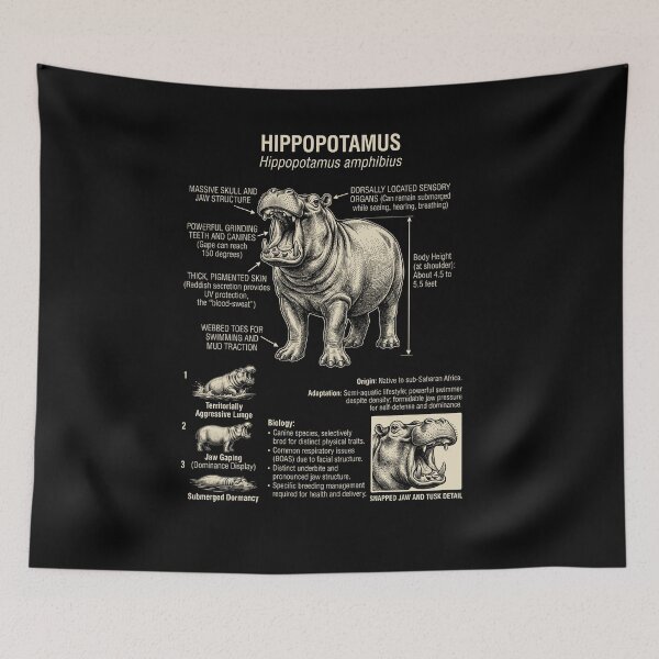 Item preview, Hippo Scientific Anatomy Biology Animal Lover designed and sold by Kimberley King Art  King Art.