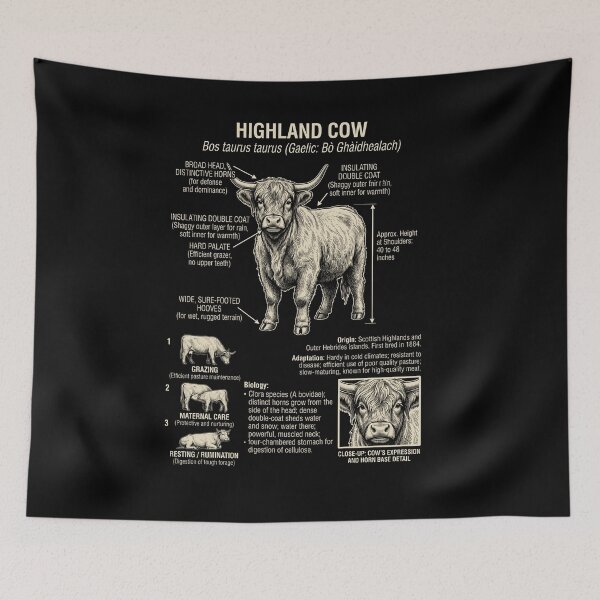 Item preview, Highland Cow Scientific Anatomy Biology Animal Lover designed and sold by Kimberley King Art  King Art.