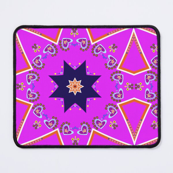 Item preview, Magenta and Navy Starburst Geometric Mandala Pattern designed and sold by Tinsleybluebell.