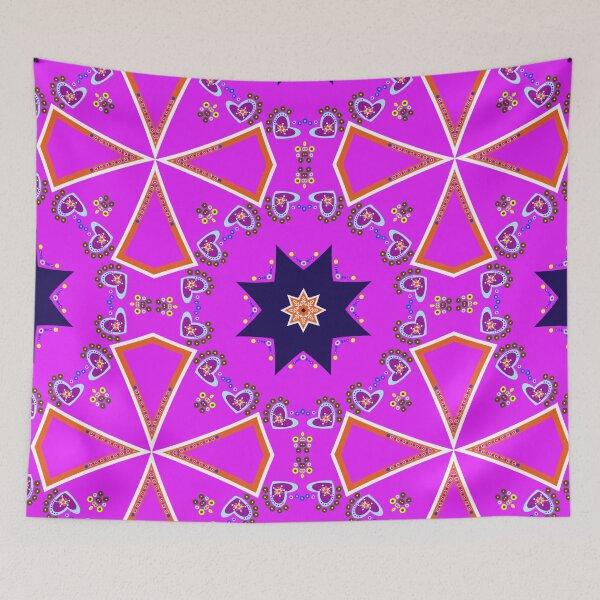 Item preview, Magenta and Navy Starburst Geometric Mandala Pattern designed and sold by Tinsleybluebell.