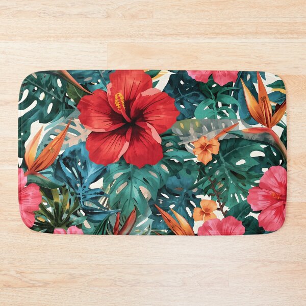 Item preview, Tropical Hibiscus and Palm Leaves Pattern designed and sold by Luna-Flow.
