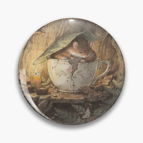 Item preview, Dormouse Folk Asleep in a Teacup designed and sold by PictorialWhimsy.