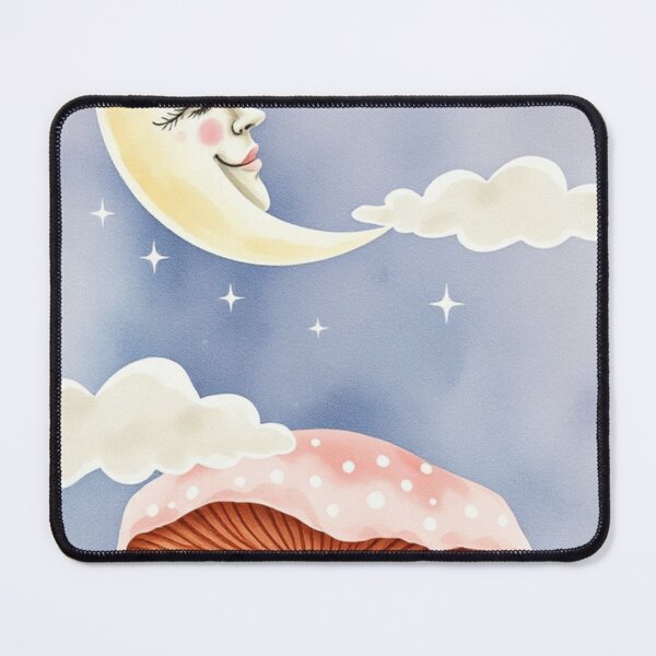 Item preview, Whimsical Watercolor Crescent Moon and Mushrooms designed and sold by Vida e Arte.