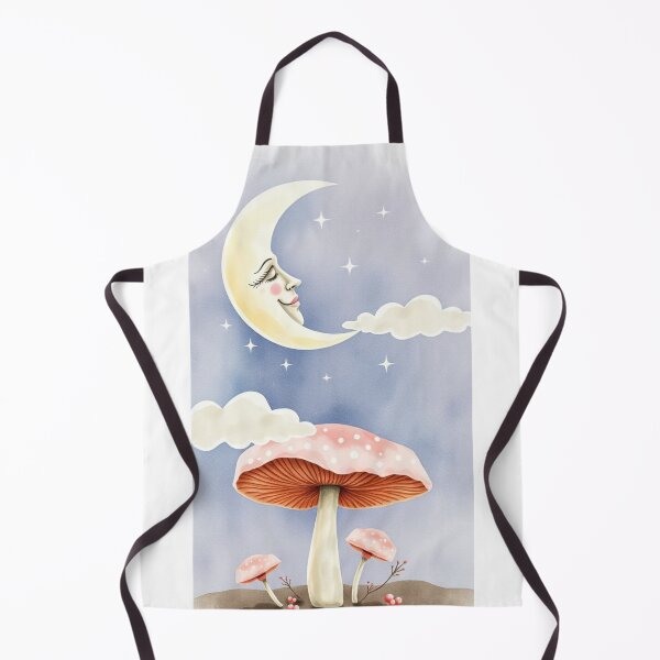 Item preview, Whimsical Watercolor Crescent Moon and Mushrooms designed and sold by Vida e Arte.