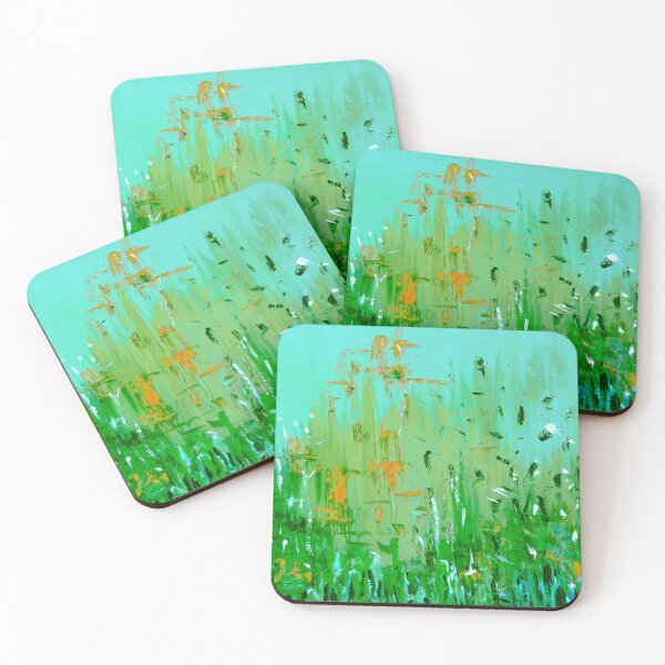 Item preview, Abstract Painting Green Reeds Forest – Oil/Acrylic Texture Modern Nature designed and sold by Giovanna2026.