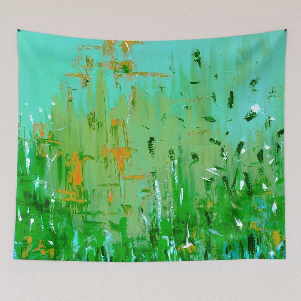 Item preview, Abstract Painting Green Reeds Forest – Oil/Acrylic Texture Modern Nature designed and sold by Giovanna2026.