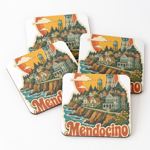 Item preview, Mendocino USA Travel Souvenir - Retro Illustration designed and sold by VisualArtsOasis.