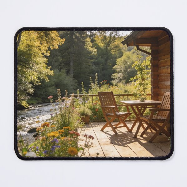 Item preview, Sunlit Woodland Cabin Beside the Flowing Creek designed and sold by BlareBlare.