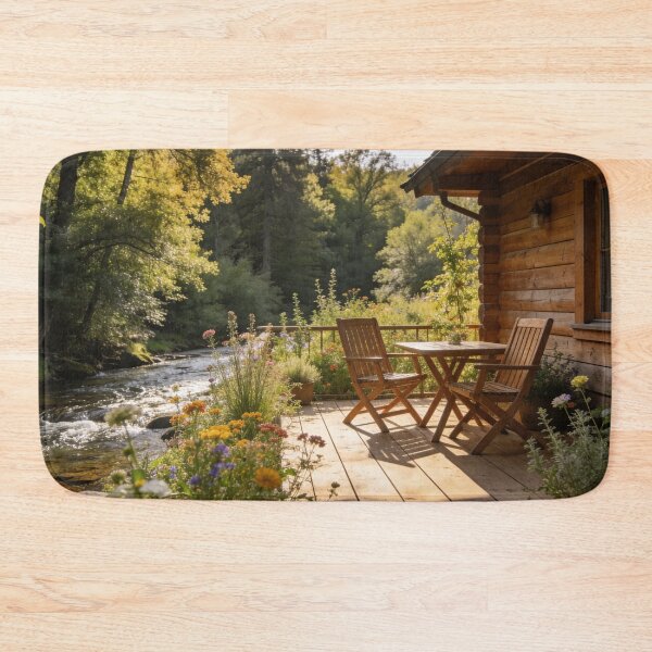 Item preview, Sunlit Woodland Cabin Beside the Flowing Creek designed and sold by BlareBlare.