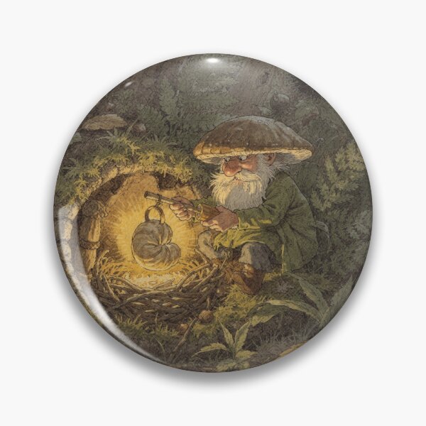 Item preview, Moss Gnome Lighting a Snail-Shell Lantern Storybook Art designed and sold by PictorialWhimsy.