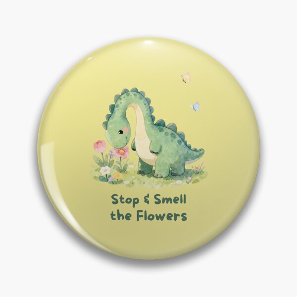 Item preview, Stop & Smell the Flowers - Cute Watercolor Dinosaur designed and sold by BCapybara.