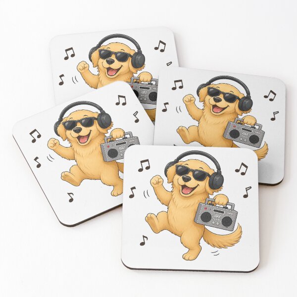 Item preview, Cool Golden Retriever Dog Listening to Music Kawaii Retro Boombox designed and sold by Seculinator.