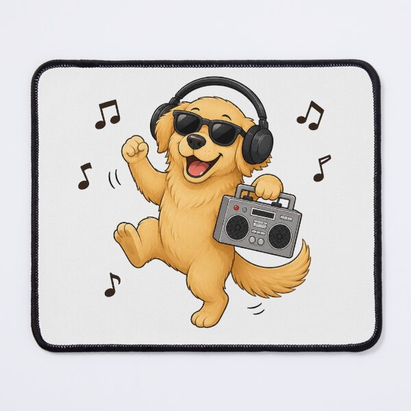 Item preview, Cool Golden Retriever Dog Listening to Music Kawaii Retro Boombox designed and sold by Seculinator.