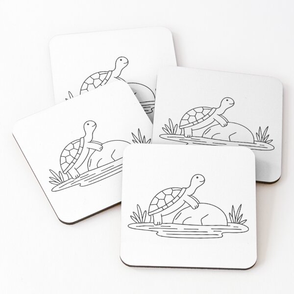 Item preview, Turtle Climbing Rock Near Pond designed and sold by rasagamastore.