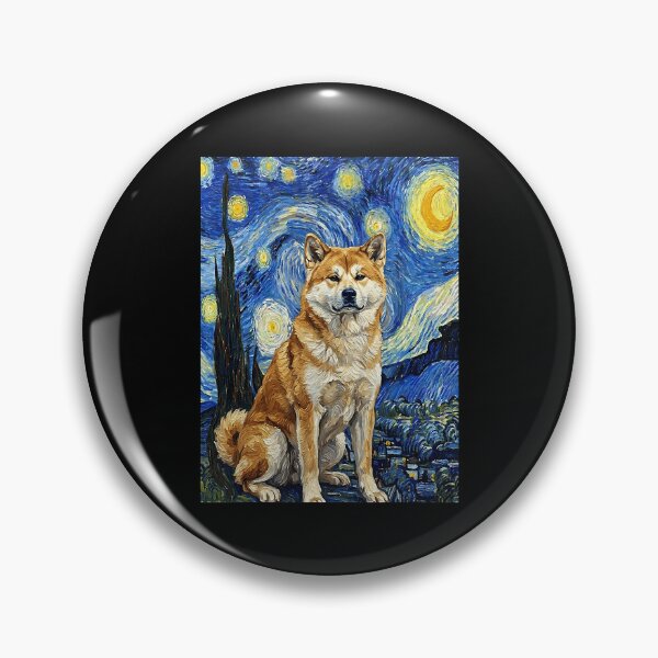 Item preview, Shiba Inu Starry Night Van Gogh Style Dog Art designed and sold by Littermin.
