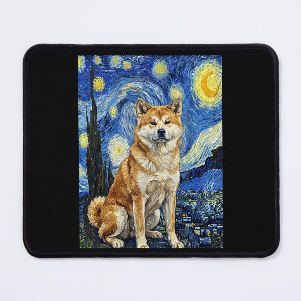 Item preview, Shiba Inu Starry Night Van Gogh Style Dog Art designed and sold by Littermin.