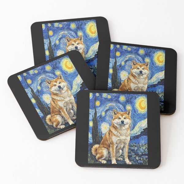 Item preview, Shiba Inu Starry Night Van Gogh Style Dog Art designed and sold by Littermin.