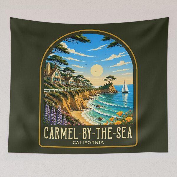 Item preview, Carmel-by-the-Sea Vintage Travel Illustration designed and sold by HomeLivingCo.