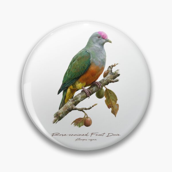 Item preview, Rose-crowned Fruit Dove on Rustic Tree designed and sold by Takeda-art.