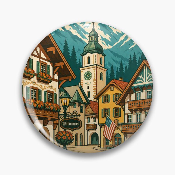 Item preview, Leavenworth USA Travel Souvenir - Retro Illustration designed and sold by VisualArtsOasis.