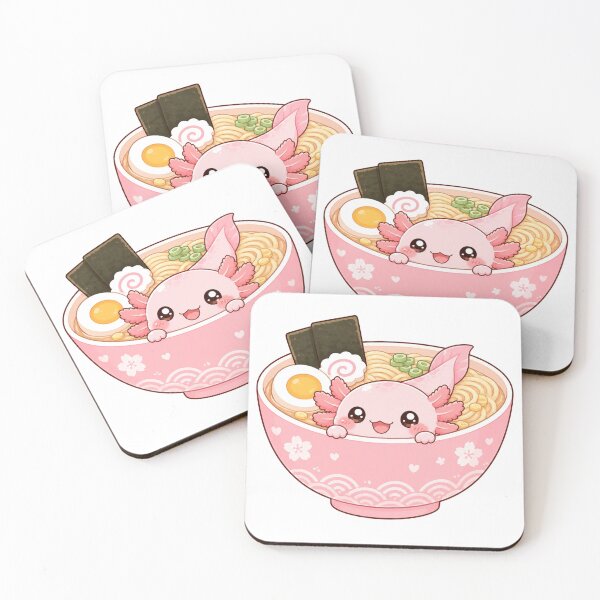 Item preview,  Cute Pink Axolotl Ramen Art designed and sold by StickersHul.