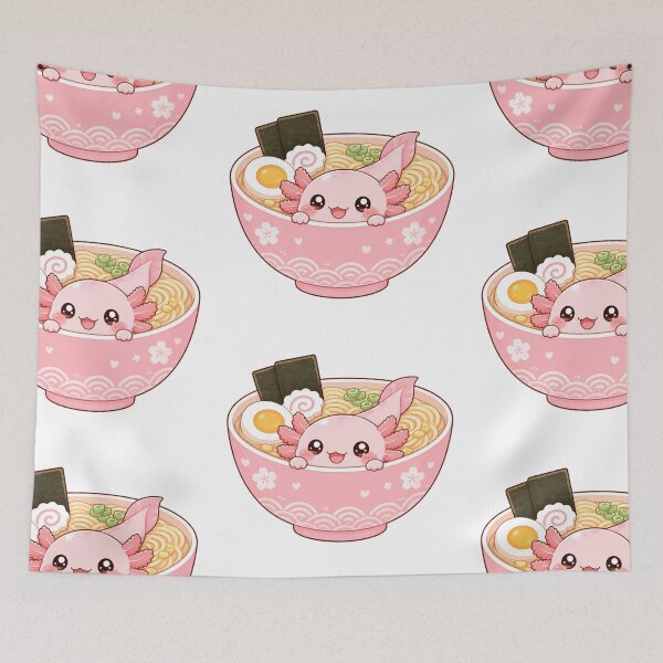 Item preview,  Cute Pink Axolotl Ramen Art designed and sold by StickersHul.