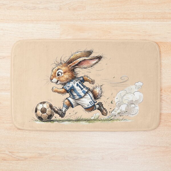 Artikelvorschau, Niedliches Aquarell-Hasen-Fußballspieler-Linksaußen-Nummer-11-Kunstwerk entworfen und verkauft von BreezifyDesignStudio.
