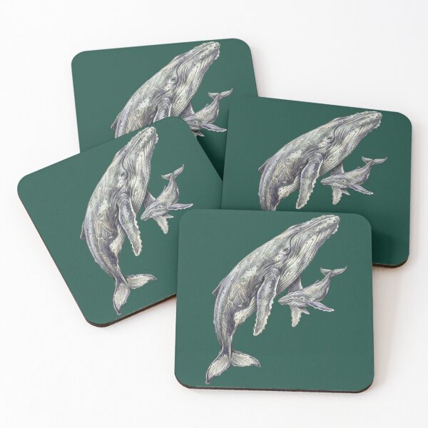Item preview, Marine illustration: Mother humpback whale and her calf designed and sold by Green-Natura.