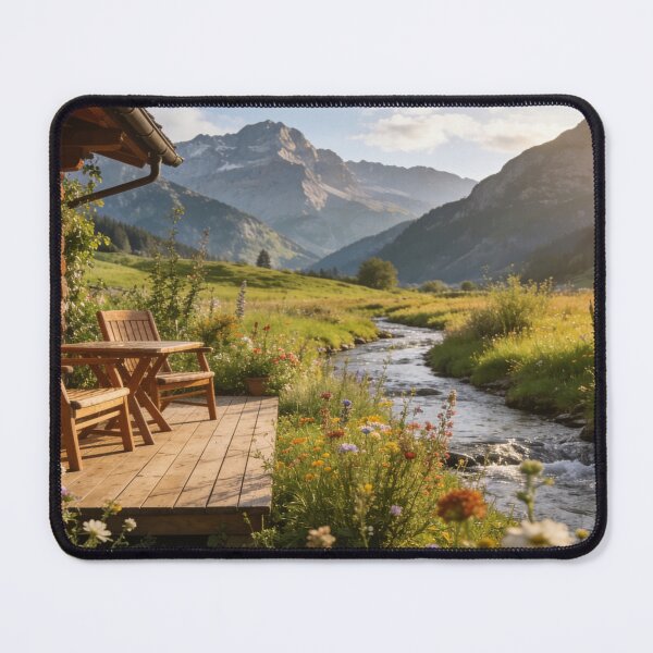 Item preview, Golden Mountain Retreat by the Riverside Deck designed and sold by BlareBlare.
