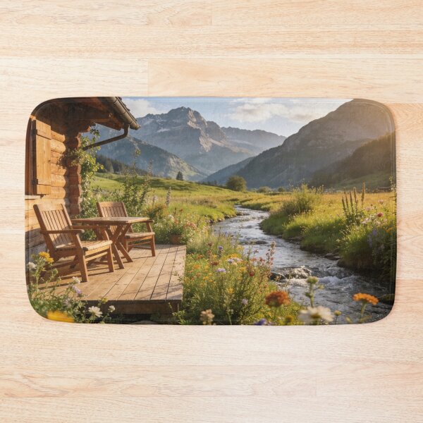 Item preview, Golden Mountain Retreat by the Riverside Deck designed and sold by BlareBlare.