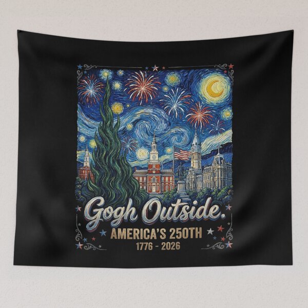 Item preview, Gogh Outside America'S 250th 1776 2026 Starry Night USA designed and sold by MaskedTarget.