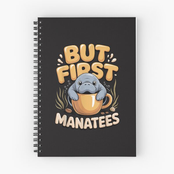 Item preview, But First Manatees Funny Sea Cow Ocean Animal Lover Cartoon Design designed and sold by kiralynstration.