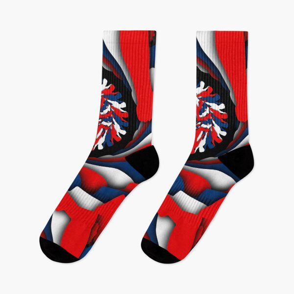 Item preview, Male Soccer Player in Motion - Red, White and Blue Football Art designed and sold by BlackthornDsign.