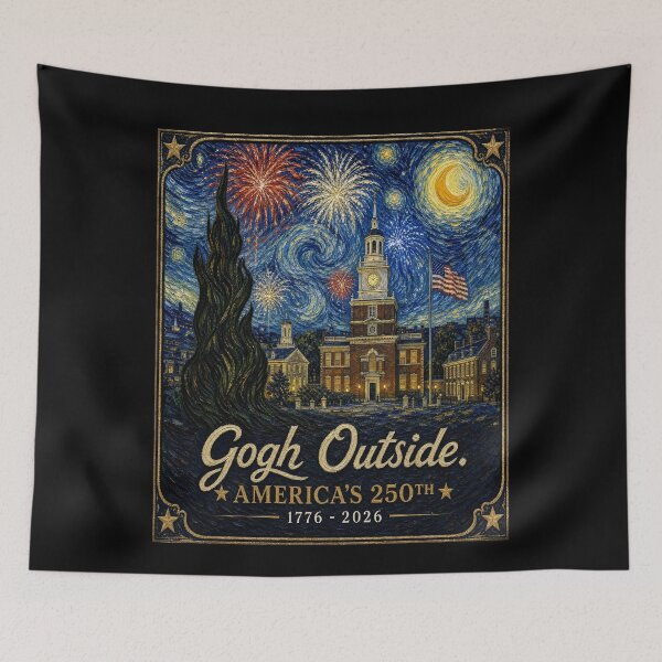 Item preview, Gogh Outside America'S 250th 1776 2026 Starry Night USA designed and sold by MaskedTarget.