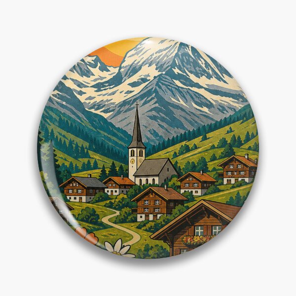 Item preview, Grindelwald Switzerland Travel Souvenir - Retro Illustration designed and sold by VisualArtsOasis.