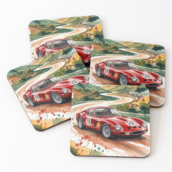 Item preview, Classic Colombo V12 Italian Berlinetta Vintage Racing Watercolor Art designed and sold by RevUpDesign.