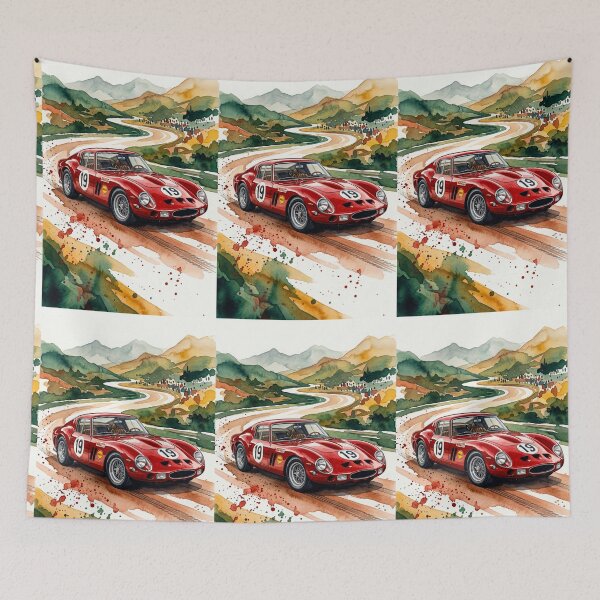 Item preview, Classic Colombo V12 Italian Berlinetta Vintage Racing Watercolor Art designed and sold by RevUpDesign.
