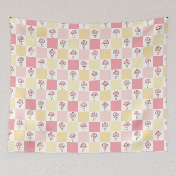 Item preview, Retro Mushrooms Pattern - Checkered Background designed and sold by Julza Art.