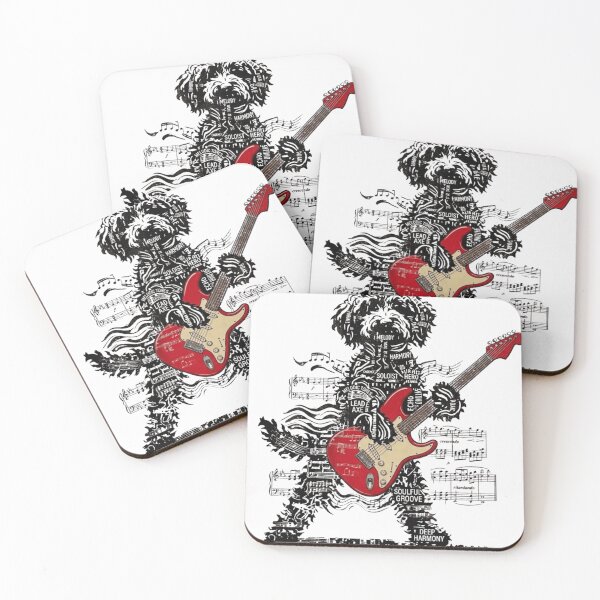 Item preview, Rock and Roll Doodle Dog Playing Electric Guitar Typography Art designed and sold by haitrieuic96.