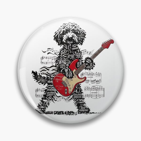 Item preview, Rock and Roll Doodle Dog Playing Electric Guitar Typography Art designed and sold by haitrieuic96.