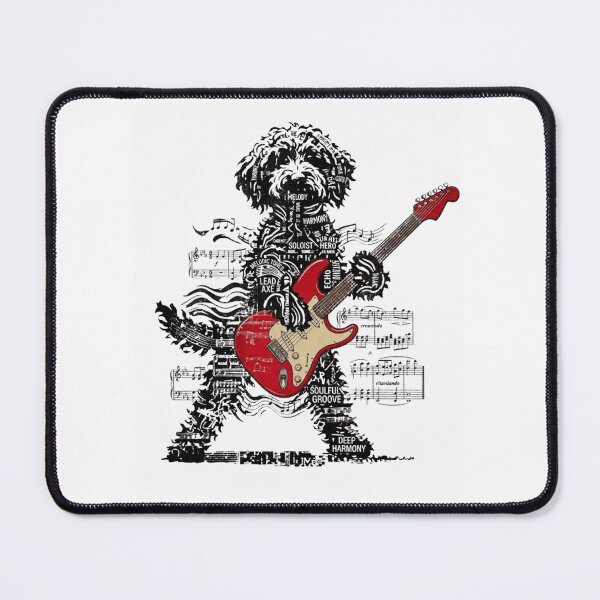 Item preview, Rock and Roll Doodle Dog Playing Electric Guitar Typography Art designed and sold by haitrieuic96.