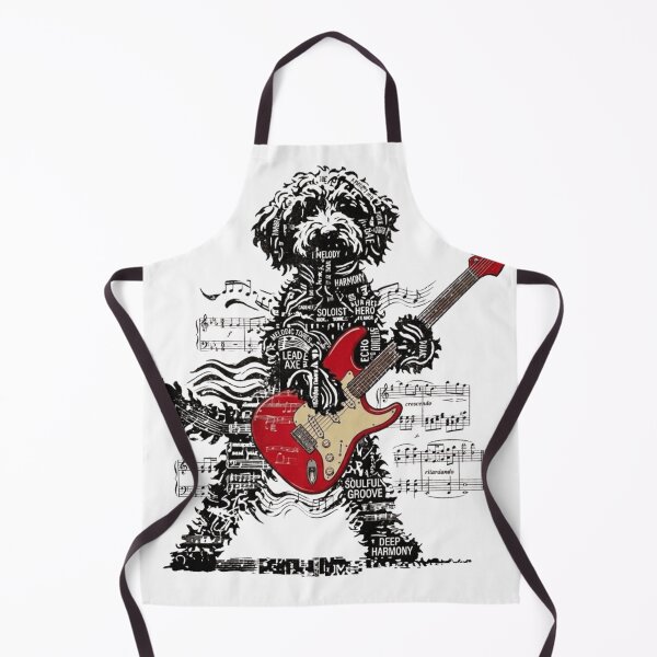 Item preview, Rock and Roll Doodle Dog Playing Electric Guitar Typography Art designed and sold by haitrieuic96.