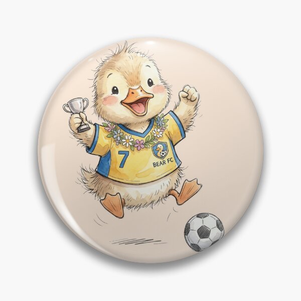 Item preview, Cute Watercolor Duckling Soccer Champion Trophy Bear FC Art designed and sold by BreezifyDesignStudio.