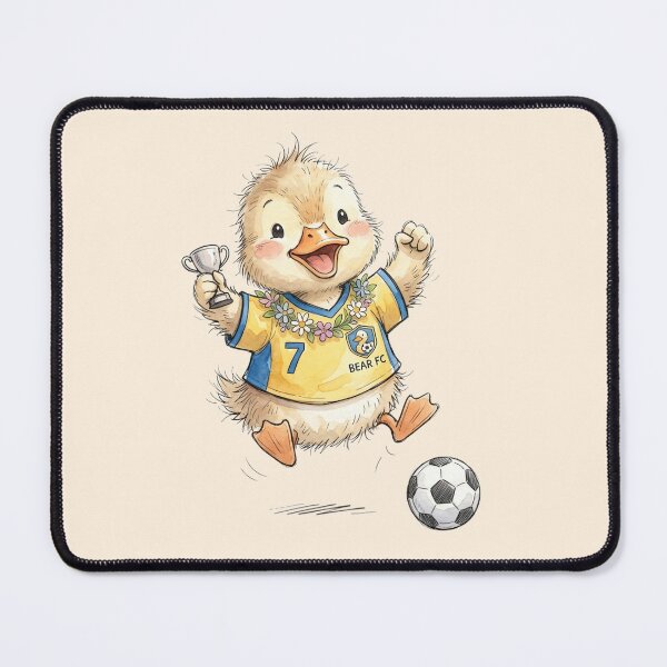 Item preview, Cute Watercolor Duckling Soccer Champion Trophy Bear FC Art designed and sold by BreezifyDesignStudio.
