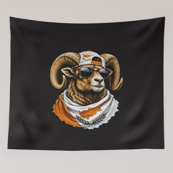 Item preview, Cyprus Patriotic Mouflon Ram Flag Funny Cyprus Pride Animal Design designed and sold by kiralynstration.