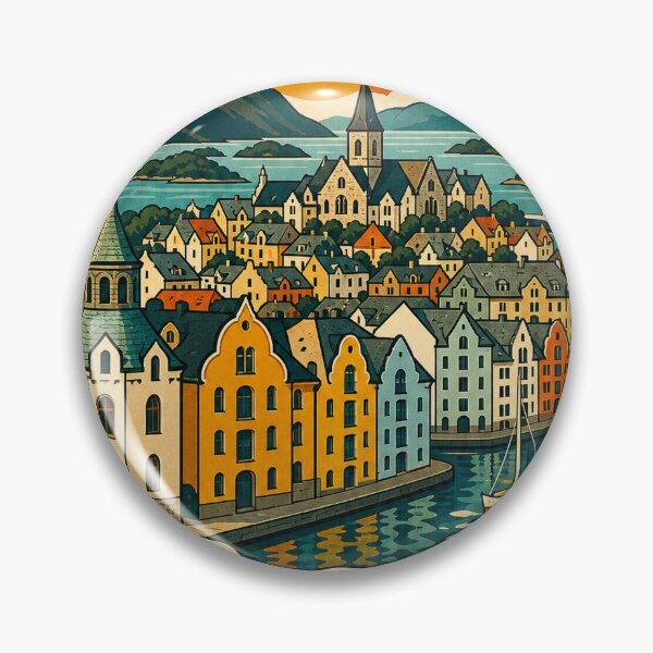 Item preview, Alesund Norway Travel Souvenir - Retro Illustration designed and sold by VisualArtsOasis.