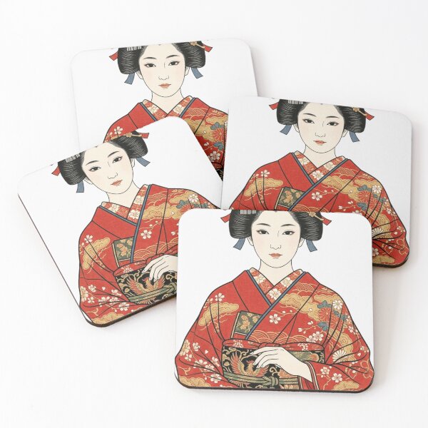 Item preview, Ukiyo-e Elegance: Woman in Red Kimono designed and sold by vekotpu.