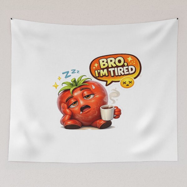 Item preview, Bro I'm Tired Cute Sleepy Tomato Cartoon designed and sold by Bhinfy.